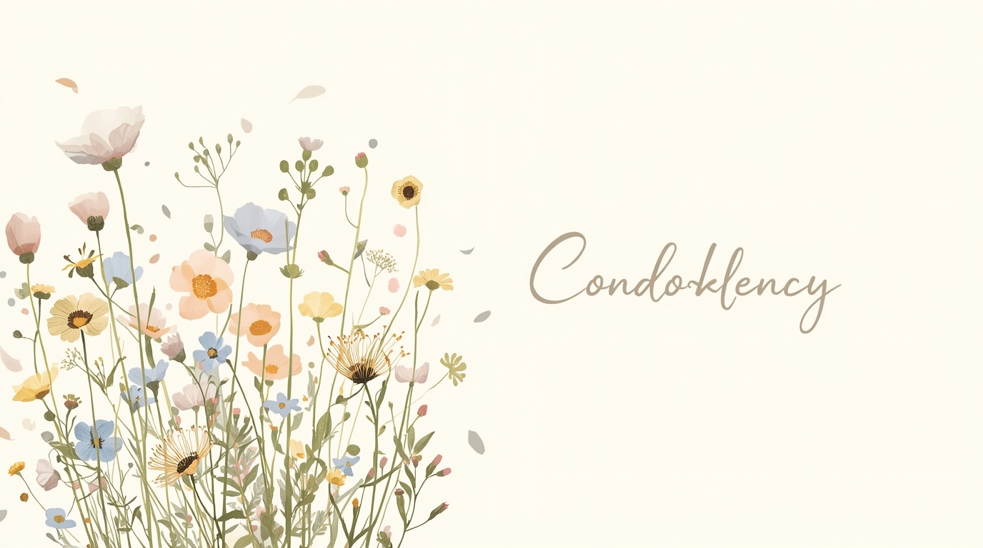 Wild meadow flowers sympathy card with soft pastel colors